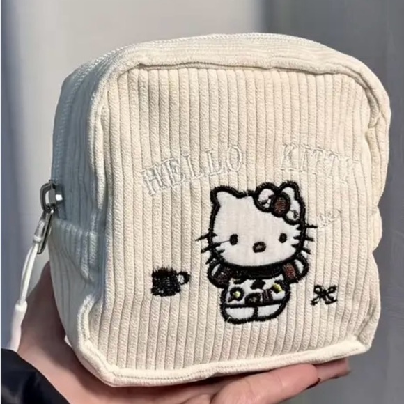 Hello Kitty Handbags - Hello Kitty Corduroy Cream Cosmetic Bag